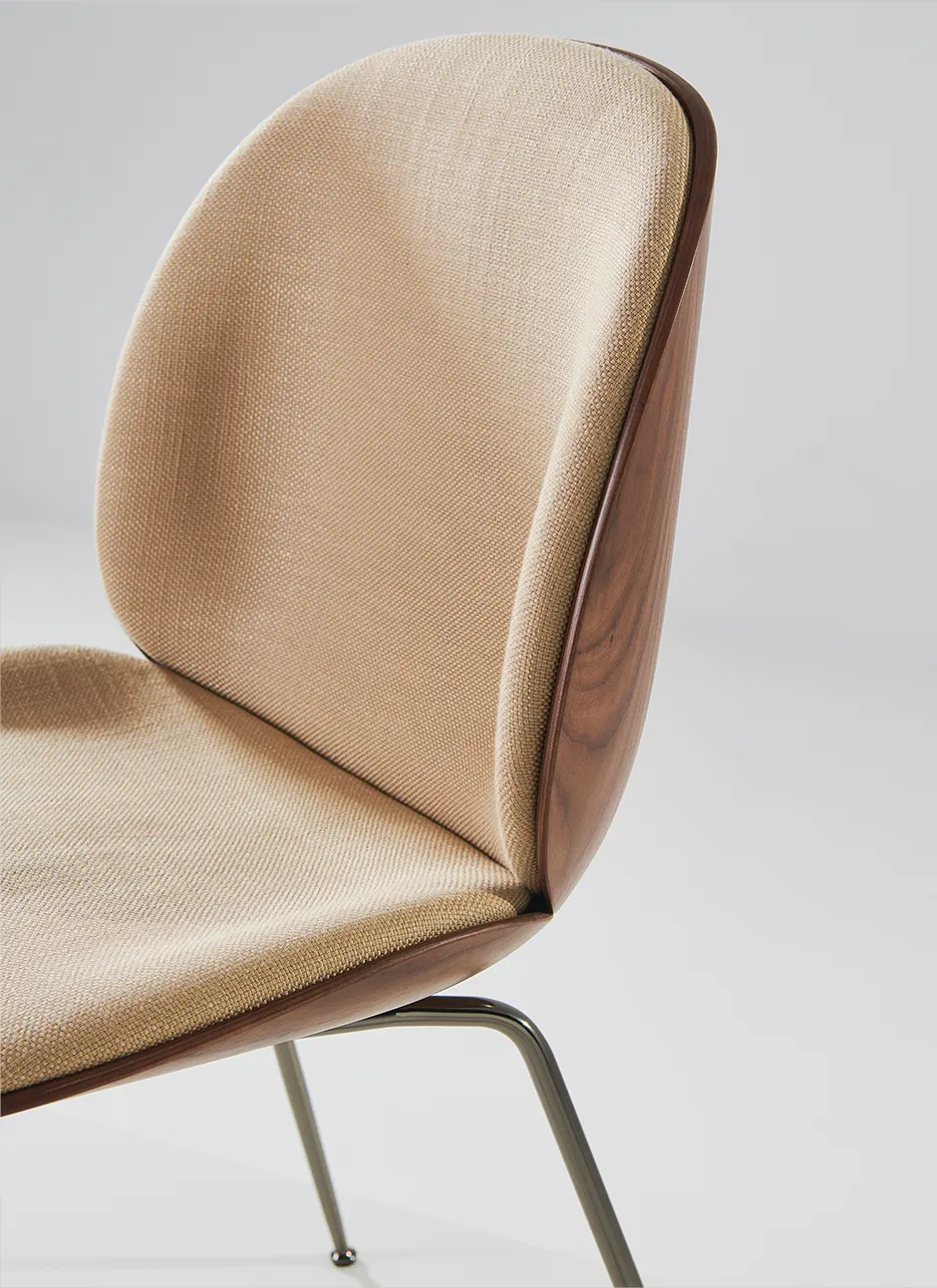 GUBI Beetle Dining Chair, 3D Veneer - Front Upholstered